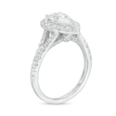 2.00 CT. T.W. Certified Lab-Created Pear-Shaped Diamond Frame Split Shank Engagement Ring in 14K White Gold (F/SI2)