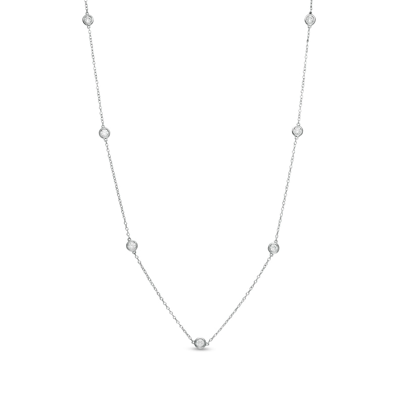 Marilyn Monroe™ Collection 0.70 CT. T.W. Diamond Station Necklace in 10K White Gold - 16"|Peoples Jewellers