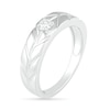 Thumbnail Image 2 of Men's 0.18 CT. Diamond Solitaire Textured Wedding Band in 10K White Gold