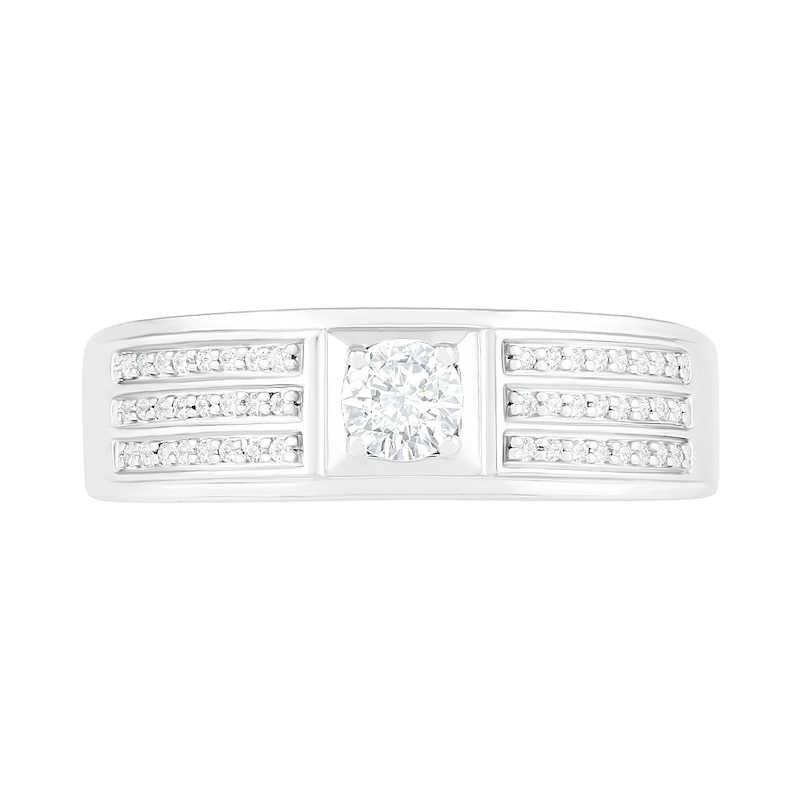 Men's 0.37 CT. T.W. Diamond Multi-Row Wedding Band in 10K White Gold|Peoples Jewellers
