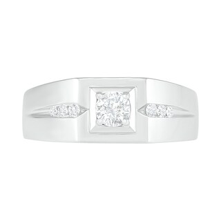 Men's 0.29 CT. T.W. Diamond Square Frame Tri-Sides Wedding Band in 10K White Gold