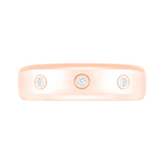 Men's 0.065 CT. T.W. Diamond Three Stone Station Wedding Band in 10K Rose Gold