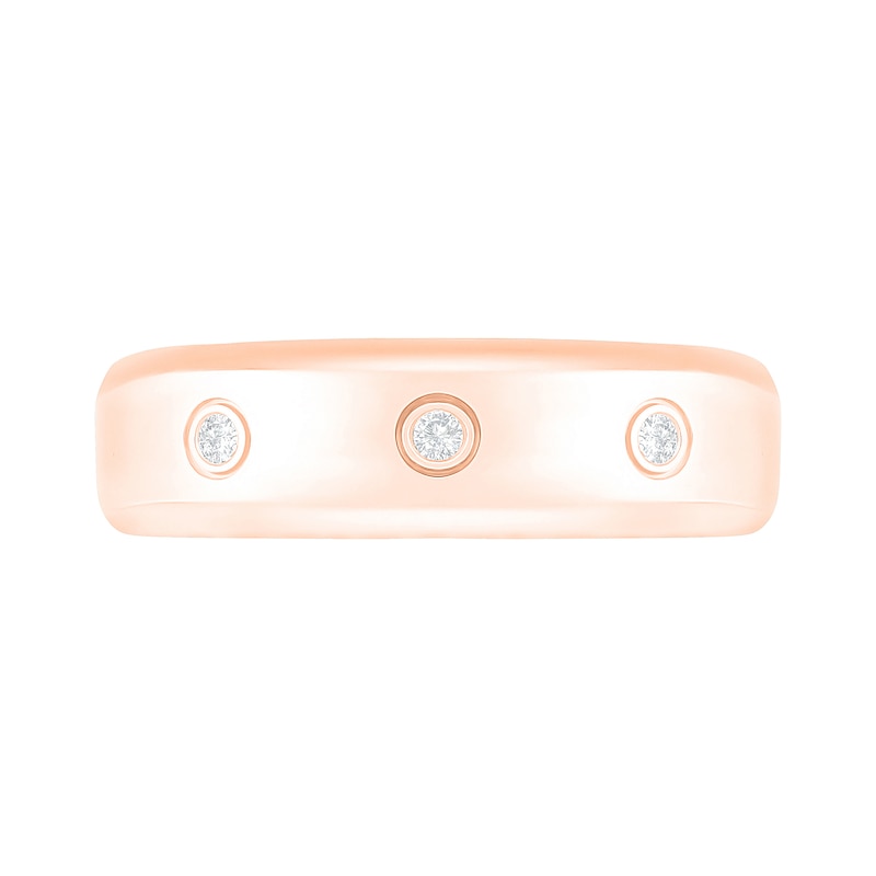 Men's 0.065 CT. T.W. Diamond Three Stone Station Wedding Band in 10K Rose Gold|Peoples Jewellers