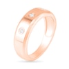 Men's 0.065 CT. T.W. Diamond Three Stone Station Wedding Band in 10K Rose Gold