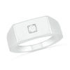 Thumbnail Image 0 of Men's 0.065 CT. Diamond Solitaire Square-Top Wedding Band in 10K White Gold