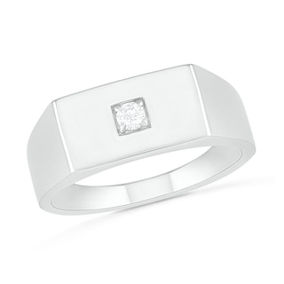 Men's 0.065 CT. Diamond Solitaire Square-Top Wedding Band in 10K Gold