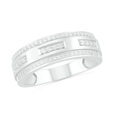 Men's 0.37 CT. T.W. Diamond Edge Wedding Band in 10K White Gold