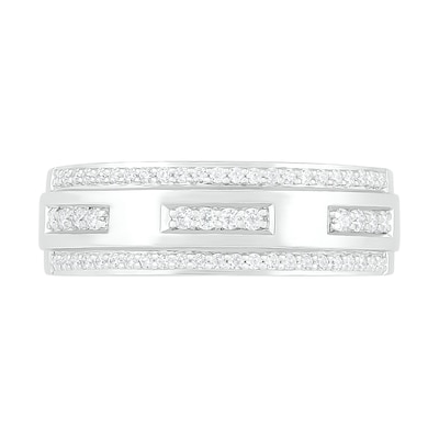 Men's 0.37 CT. T.W. Diamond Edge Wedding Band in 10K White Gold