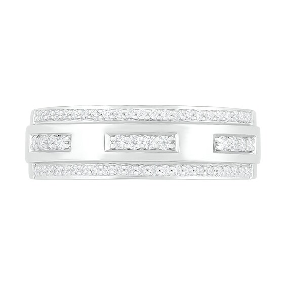 Men's 0.37 CT. T.W. Diamond Edge Wedding Band in 10K White Gold