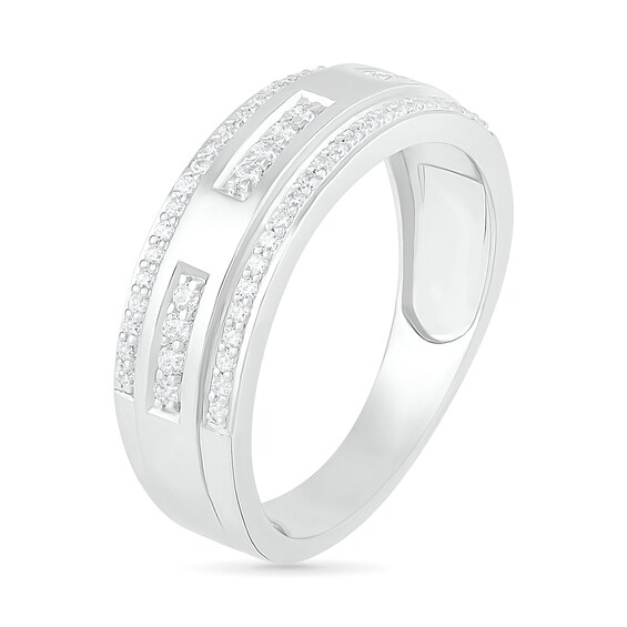 Men's 0.37 CT. T.W. Diamond Edge Wedding Band in 10K White Gold