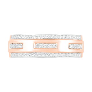 Men's 0.37 CT. T.W. Diamond Edge Wedding Band in 10K Rose Gold