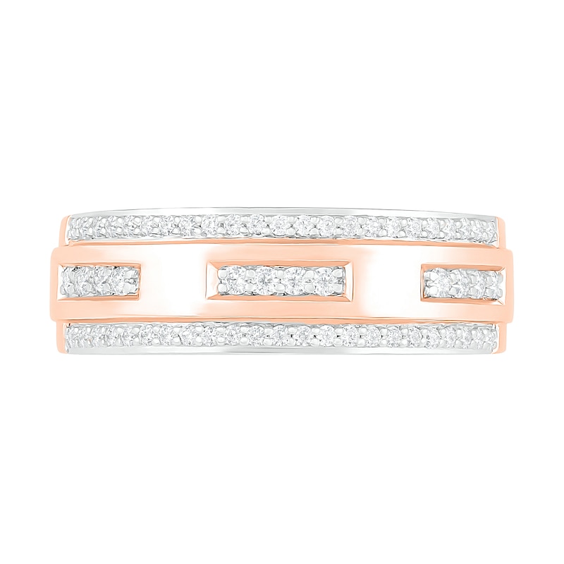 Men's 0.37 CT. T.W. Diamond Edge Wedding Band in 10K Rose Gold|Peoples Jewellers