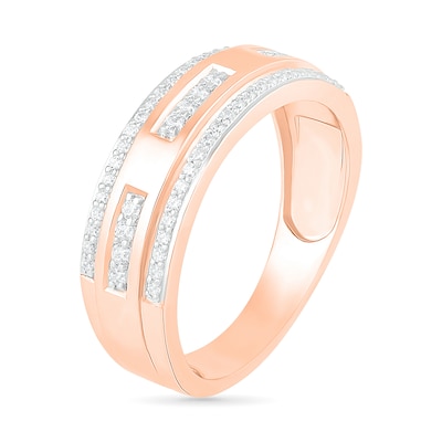 Men's 0.37 CT. T.W. Diamond Edge Wedding Band in 10K Rose Gold