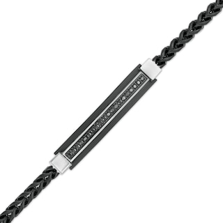 Men's 14.0mm Leather Braided Stacked Cross Bracelet with Black IP Stainless  Steel Clasp - 8.5