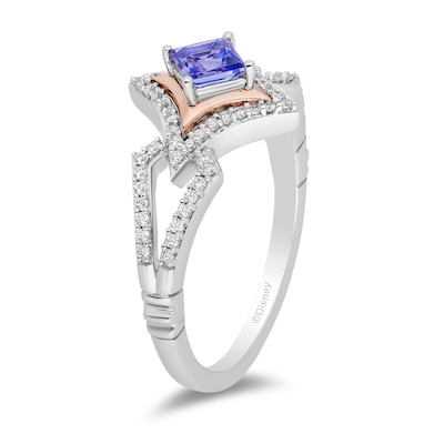 Enchanted Disney Ultimate Princess Celebration Tanzanite and 0.18 CT. T.W. Diamond Ring in Sterling Silver