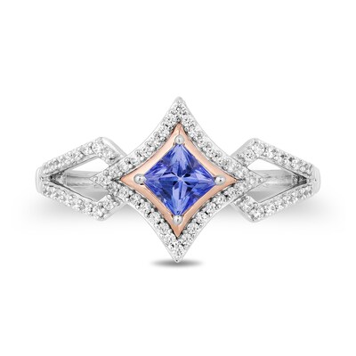 Enchanted Disney Ultimate Princess Celebration Tanzanite and 0.18 CT. T.W. Diamond Ring in Sterling Silver