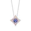 Thumbnail Image 0 of Enchanted Disney Ultimate Princess Celebration Tanzanite and 0.085 CT. T.W. Diamond Frame Necklace in Sterling Silver