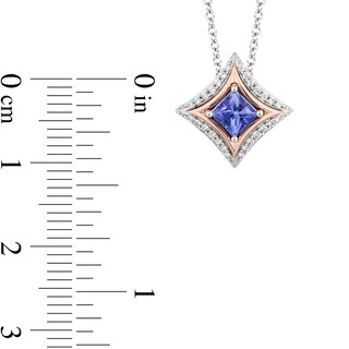 Enchanted Disney Ultimate Princess Celebration Tanzanite and 0.085 CT. T.W. Diamond Frame Necklace in Sterling Silver