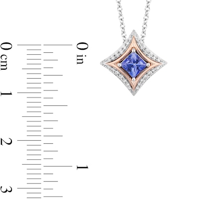 Enchanted Disney Ultimate Princess Celebration Tanzanite and 0.085 CT. T.W. Diamond Frame Necklace in Sterling Silver