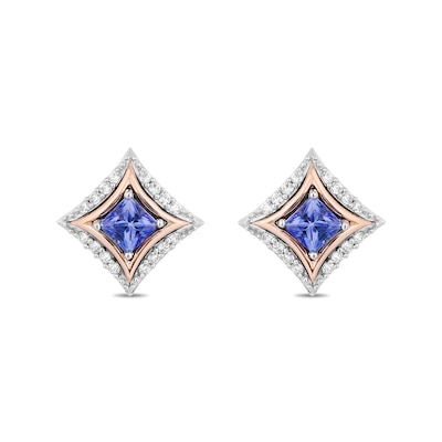 Enchanted Disney Ultimate Princess Celebration Tanzanite and 0.085 CT. T.W. Diamond Stud Earrings in Sterling Silver