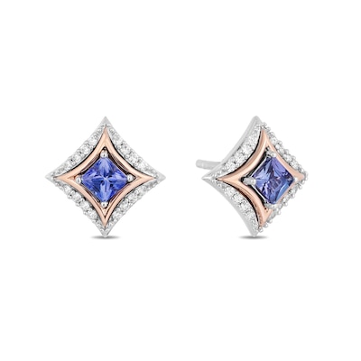 Enchanted Disney Ultimate Princess Celebration Tanzanite and 0.085 CT. T.W. Diamond Stud Earrings in Sterling Silver