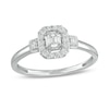 Thumbnail Image 0 of 0.25 CT. T.W. Emerald-Cut Diamond Frame Vintage-Style Promise Ring in 10K White Gold