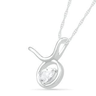 Pear-Shaped White Lab-Created Sapphire Taurus Zodiac Sign Pendant in Sterling Silver