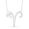 Pear-Shaped White Lab-Created Sapphire Aries Zodiac Sign Necklace in Sterling Silver