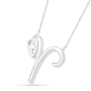 Pear-Shaped White Lab-Created Sapphire Aries Zodiac Sign Necklace in Sterling Silver