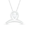 Thumbnail Image 0 of Pear-Shaped White Lab-Created Sapphire Libra Zodiac Sign Pendant in Sterling Silver