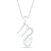 Pear-Shaped White Lab-Created Sapphire Scorpio Zodiac Sign Pendant in Sterling Silver