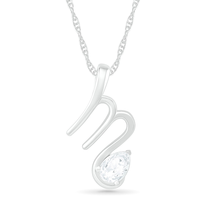 Pear-Shaped White Lab-Created Sapphire Scorpio Zodiac Sign Pendant in Sterling Silver|Peoples Jewellers