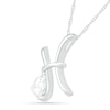 Thumbnail Image 1 of Pear-Shaped White Lab-Created Sapphire Pisces Zodiac Sign Pendant in Sterling Silver