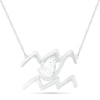 Thumbnail Image 0 of Pear-Shaped White Lab-Created Sapphire Aquarius Zodiac Sign Necklace in Sterling Silver