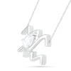 Pear-Shaped White Lab-Created Sapphire Aquarius Zodiac Sign Necklace in Sterling Silver