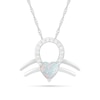 Thumbnail Image 0 of 6.0mm Heart-Shaped Lab-Created Opal and White Sapphire Libra Zodiac Sign Pendant in Sterling Silver