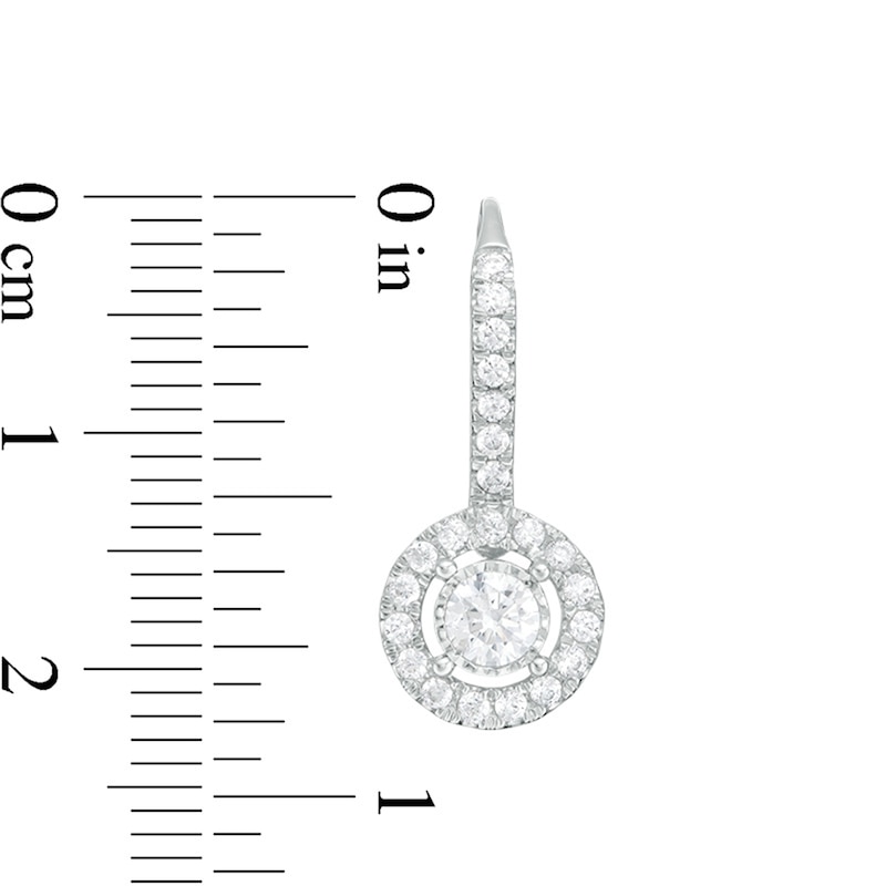 Main Image 3 of 1.00 CT. T.W. Certified Diamond Frame Drop Earrings in 14K White Gold (I/I1)