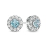 1.00 CT. T.W. Certified Lab-Created and White Diamond Frame Stud Earrings in 14K White Gold (SI2