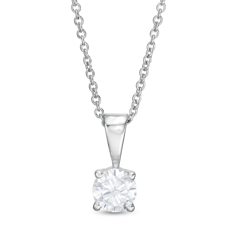 Main Image 1 of 0.45 CT. Diamond Solitaire Pendant in 10K White Gold (I/I3) - 18&quot;