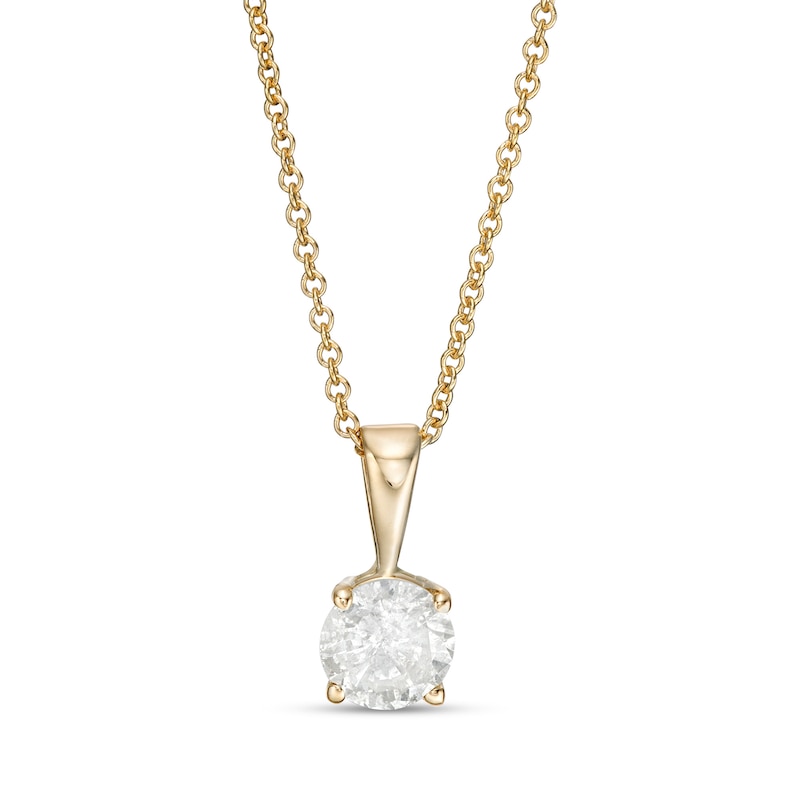 Main Image 1 of 0.58 CT. Diamond Solitaire Pendant in 10K Gold (I/I3) - 18&quot;