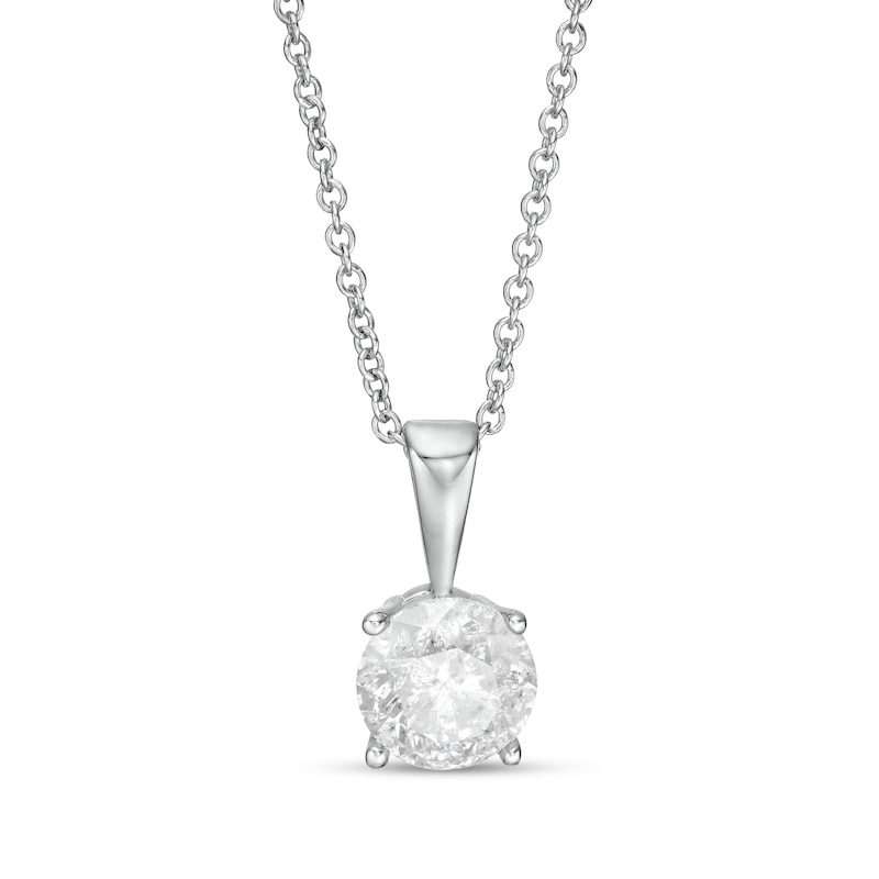 Main Image 1 of 1.23 CT. Diamond Solitaire Pendant in 10K White Gold (I/I3) - 18&quot;