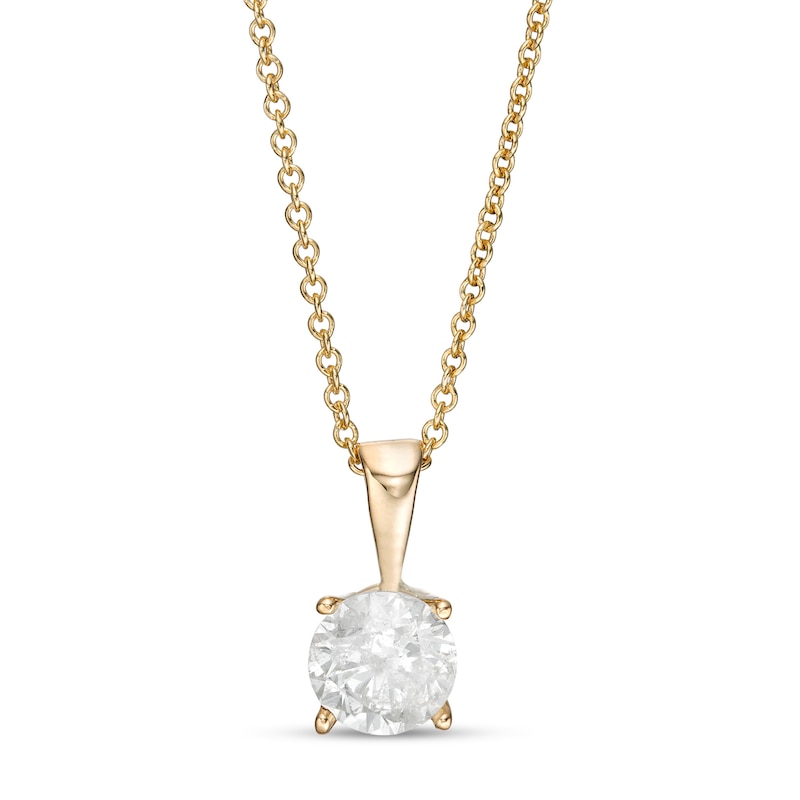 Main Image 1 of 1.23 CT. Diamond Solitaire Pendant in 10K Gold (I/I3) - 18&quot;