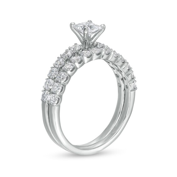 1.50 CT. T.W. Princess-Cut Diamond Bridal Set in 14K White Gold (I/I2)