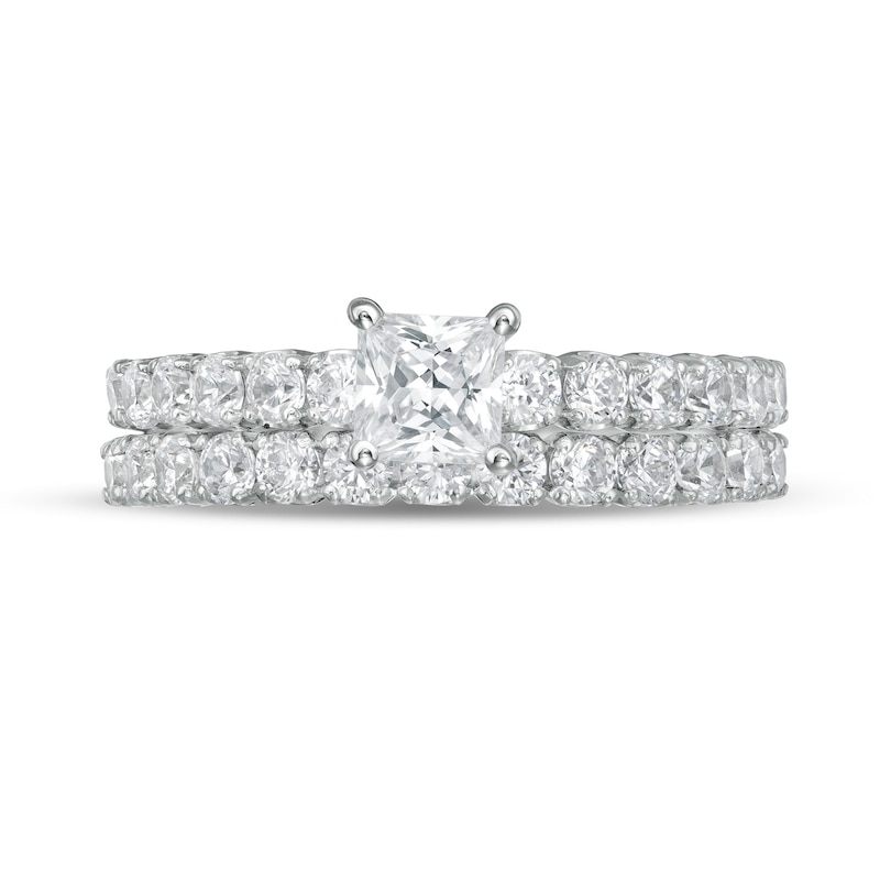 1.50 CT. T.W. Princess-Cut Diamond Bridal Set in 14K White Gold (I/I2)