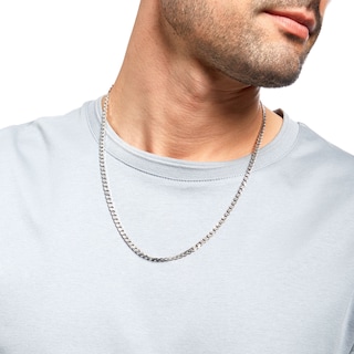 3.6mm Diamond-Cut Curb Chain Necklace in Solid Sterling Silver  - 24"