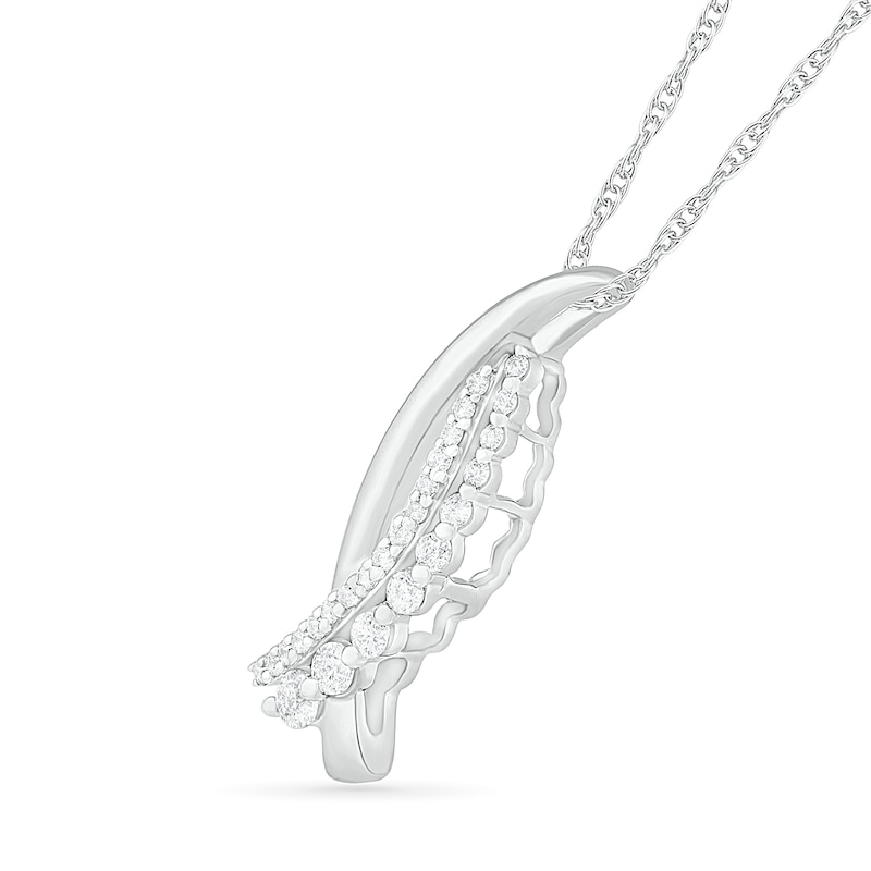 0.23 CT. T.W. Diamond Double Row Crossover Pendant in Sterling Silver|Peoples Jewellers