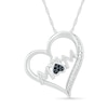 Thumbnail Image 0 of 0.04 CT. T.W. Black Enhanced and White Diamond Tilted Heart "MOM" Pendant in Sterling Silver