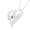 Thumbnail Image 1 of 0.04 CT. T.W. Black Enhanced and White Diamond Tilted Heart "MOM" Pendant in Sterling Silver