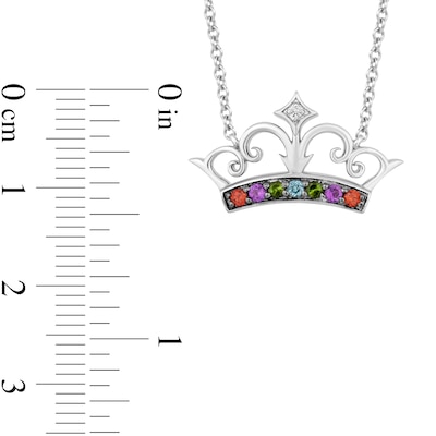 Enchanted Disney Ultimate Princess Celebration Multi-Gemstone and Diamond Accent Tiara Necklace in Sterling Silver - 16"