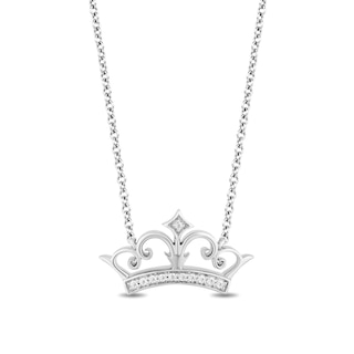 Enchanted Disney Ultimate Princess Celebration 0.085 CT. T.W. Diamond Tiara Necklace in Sterling Silver - 19"